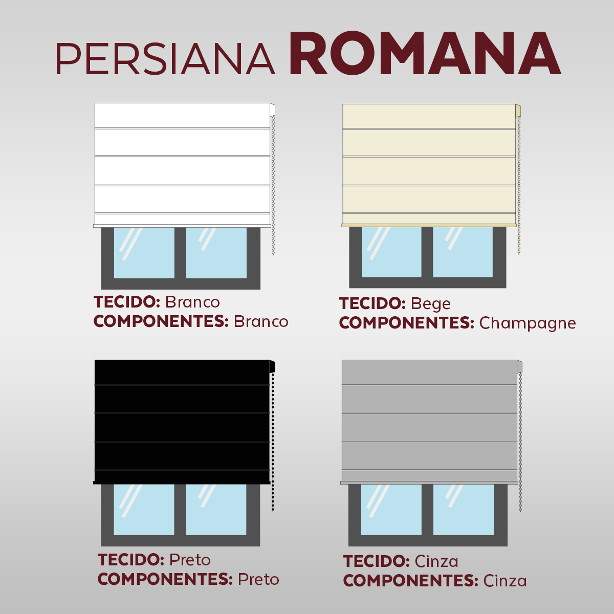 Persiana Romana Tela Solar 5% - Cinza