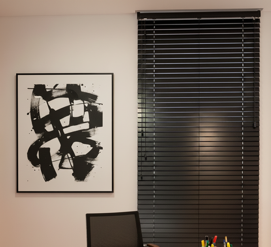 Persiana Horizontal de Madeira 50mm - Preta