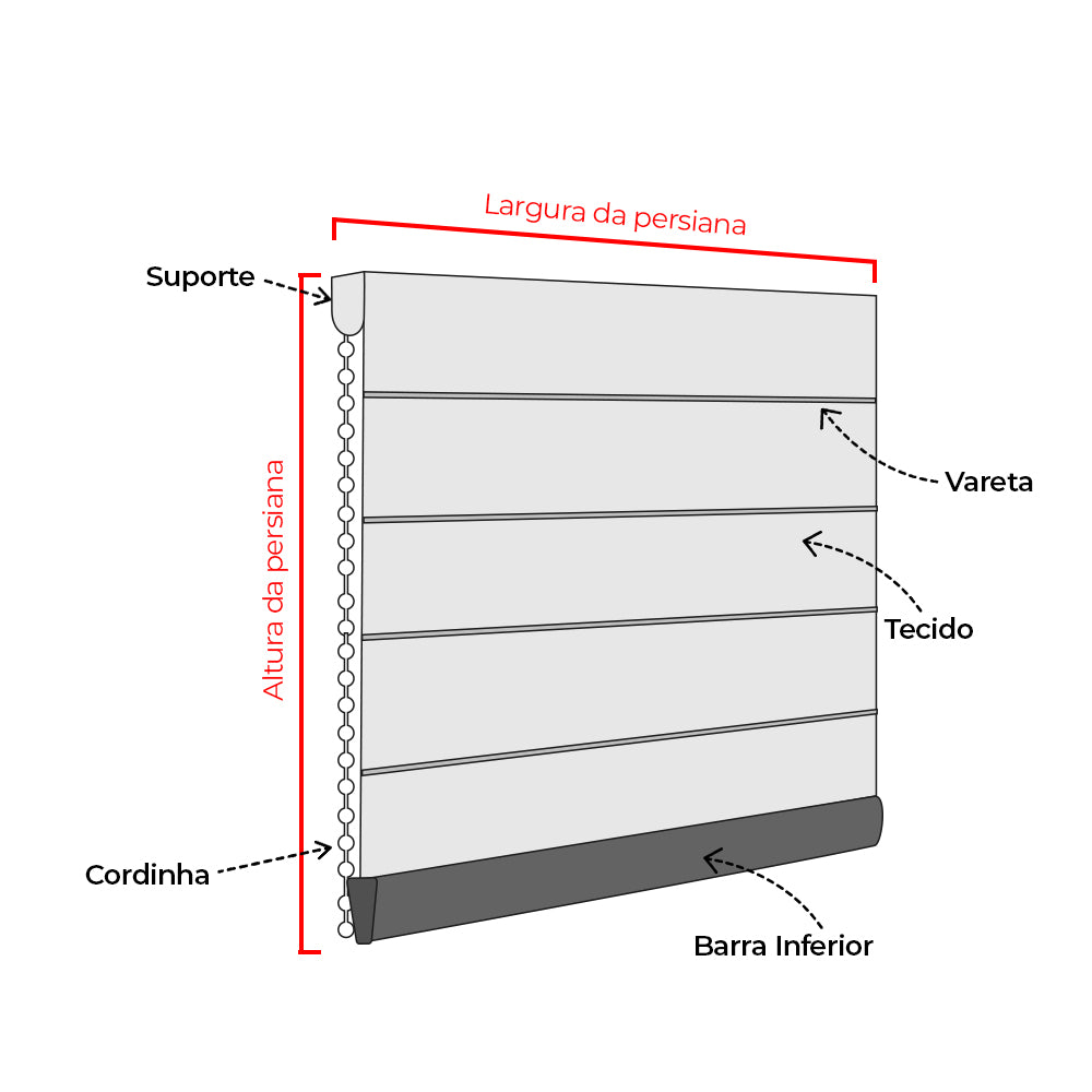 Persiana Romana Blackout - Marfim Texturizada