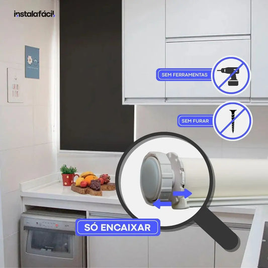 Persiana Rolô Tela Solar 1% InstalaFácil - Preta