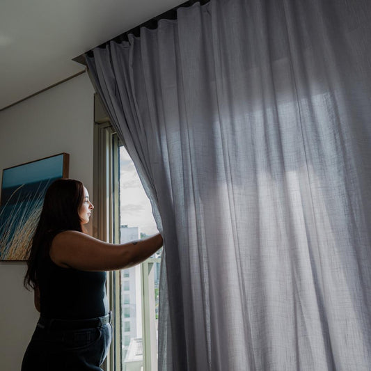 Cortina Gaze Linho - Cinza com forro
