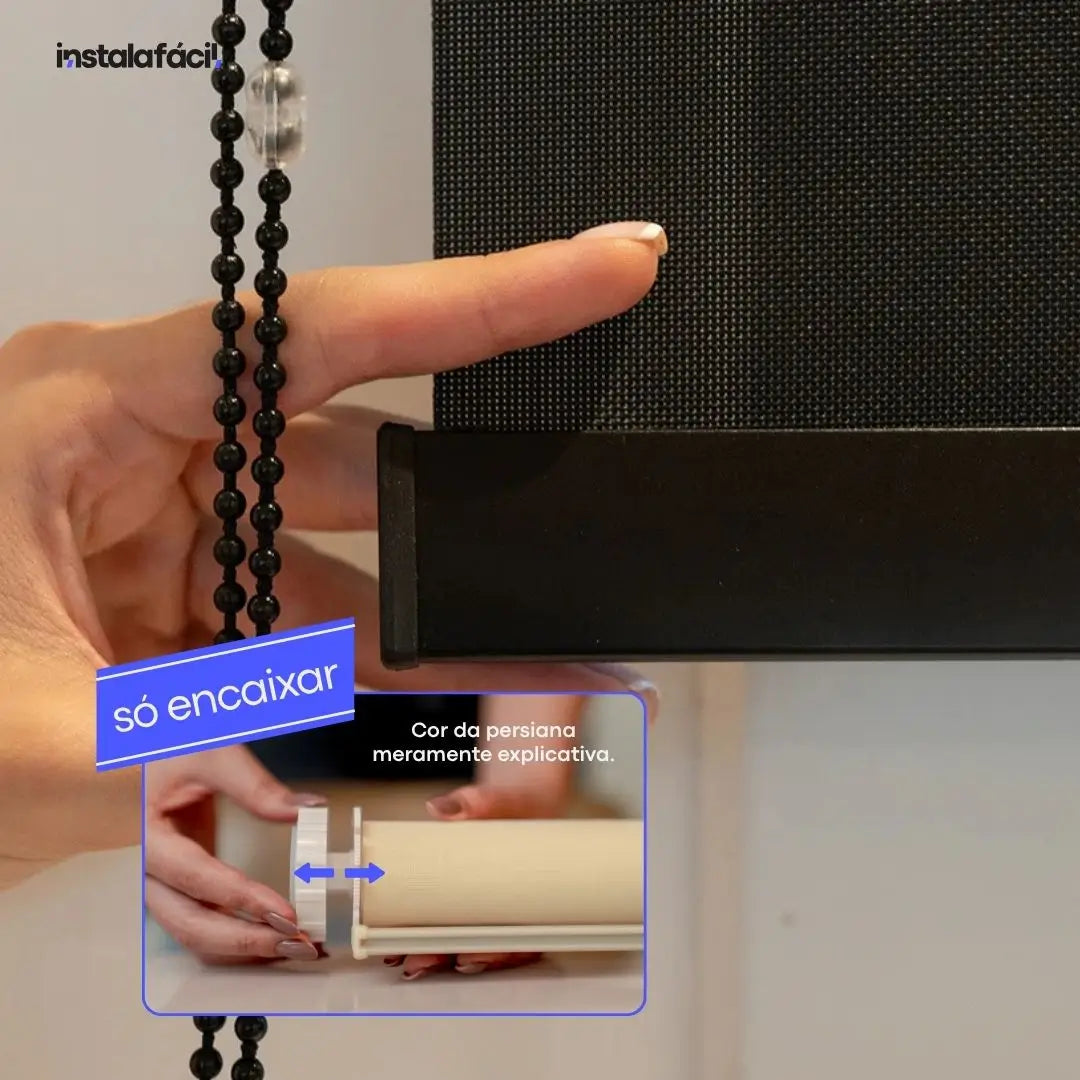Persiana Rolô Tela Solar 1% InstalaFácil - Preta