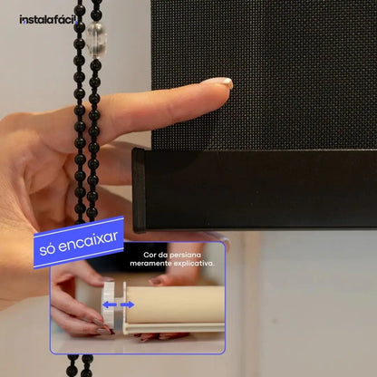 Persiana Rolô Tela Solar 1% InstalaFácil - Preta