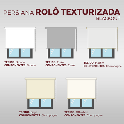 Persiana Rolô c/ bandô Blackout - Marfim Texturizada