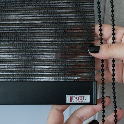 Persiana Rolô Translúcida Texturizada - Preto