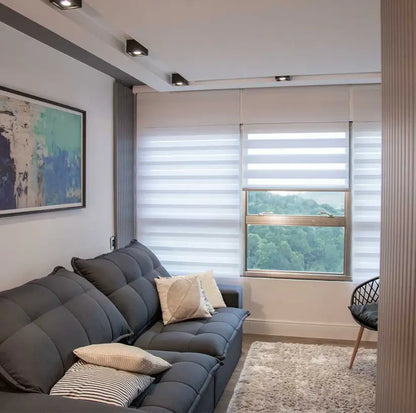 Persiana Double Vision Plus Risca de Giz Preto e Branco detalhe