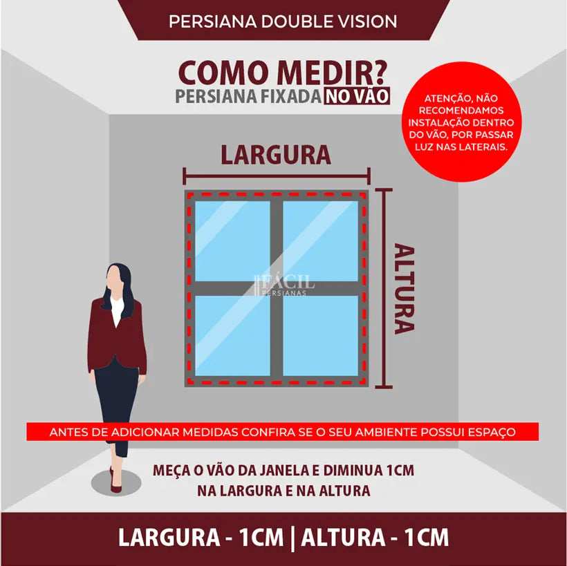 Persiana Double Vision Plus - Risca de Giz Preto e Branco