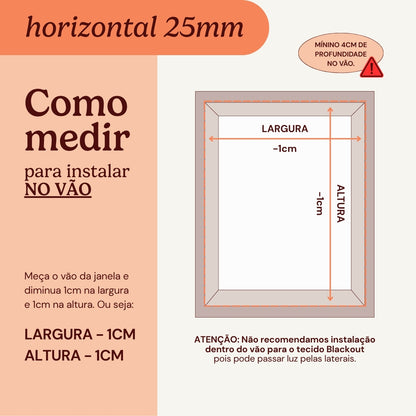 Persiana Horizontal Alumínio 25mm - Bege