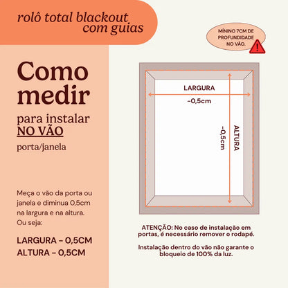 Persiana Total Blackout com Guias Branca detalhe