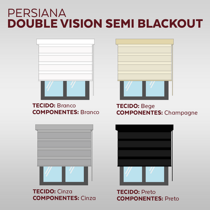 Persiana Double Vision Semi Blackout - Preta