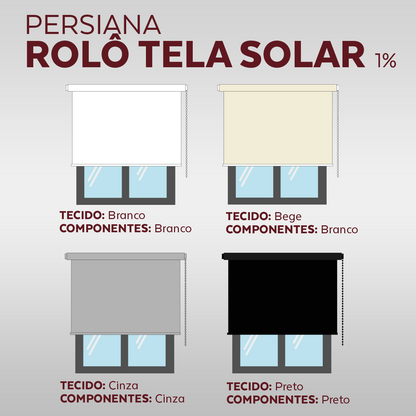 Persiana Rolô Tela Solar 1% - Preta