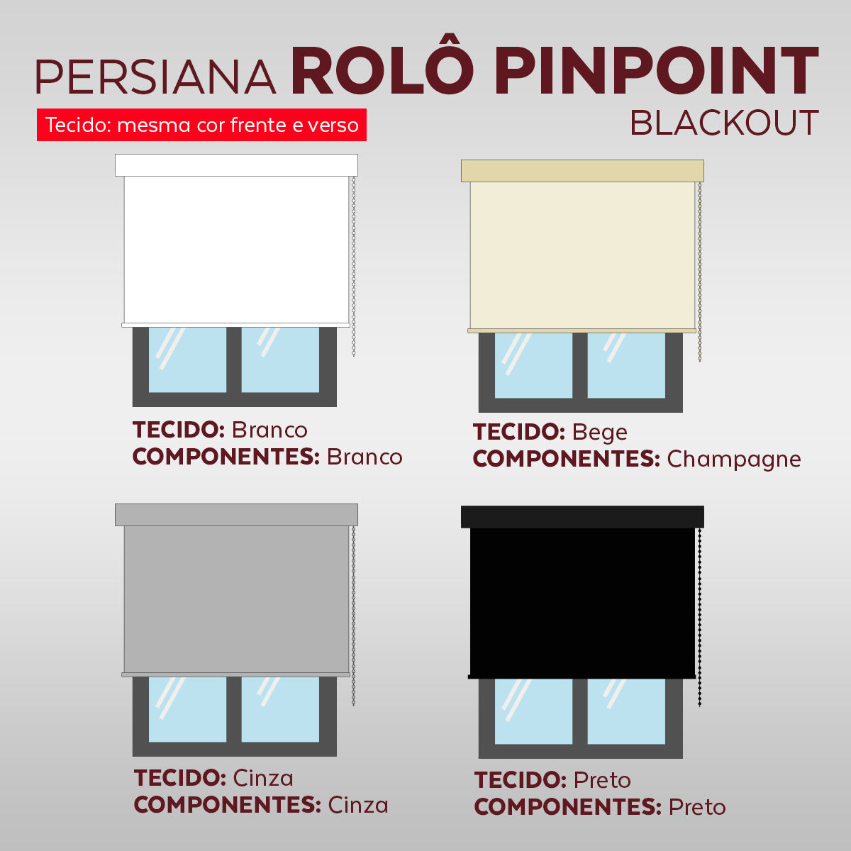 Persiana Rolô Blackout - Preta