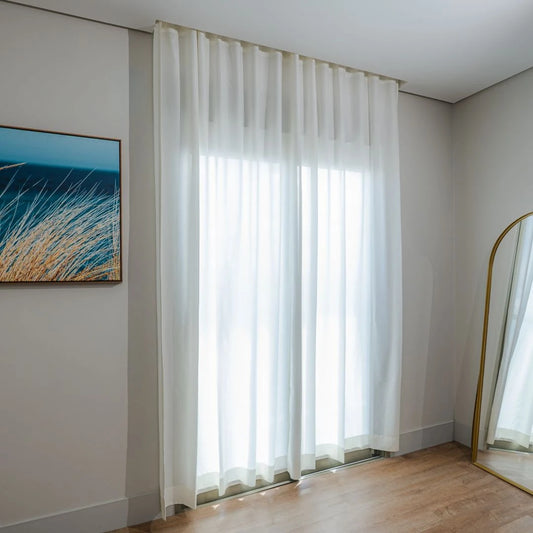 Cortina Gaze Linho - Off White com forro off white