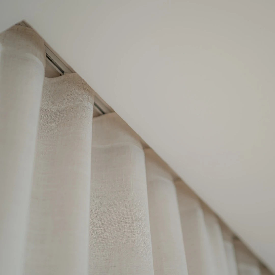 Cortina Gaze Linho Bege com forro detalhe