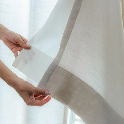 Cortina Gaze Linho Off White com forro detalhe