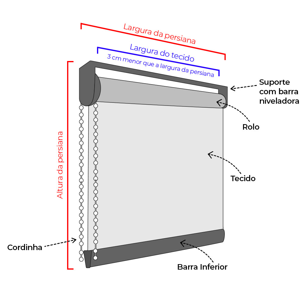 Persiana Rolô Translúcida Texturizada - Prata