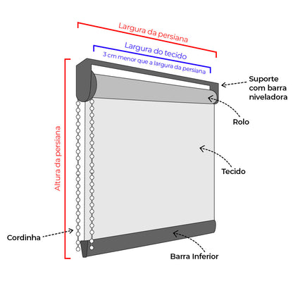 Persiana Rolô Blackout - Prata Texturizada